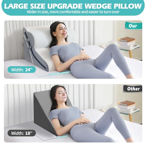 Adjustable Memory Foam Wedge Pillow Set - 3PCS Bed Wedges for Comfort