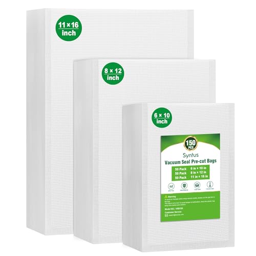Precut Vacuum Sealer Bags for Food Storage - 150 Count Variety Pack