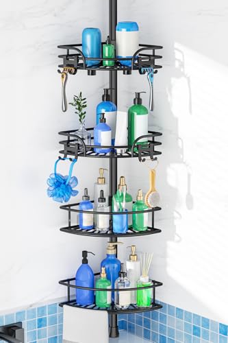 Corner Shower Caddy Tension Pole 4-Tier Adjustable Bathroom Organizer