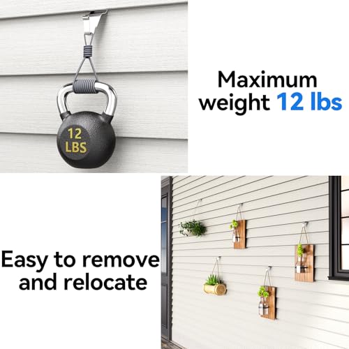 Heavy Duty Stainless Steel Vinyl Siding Hooks - 10 Pack No-Hole Clips