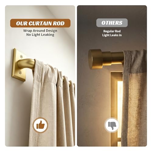 Adjustable Wrap Around Curtain Rod, Heavy Duty Blackout Rod 28 to 48 Inches