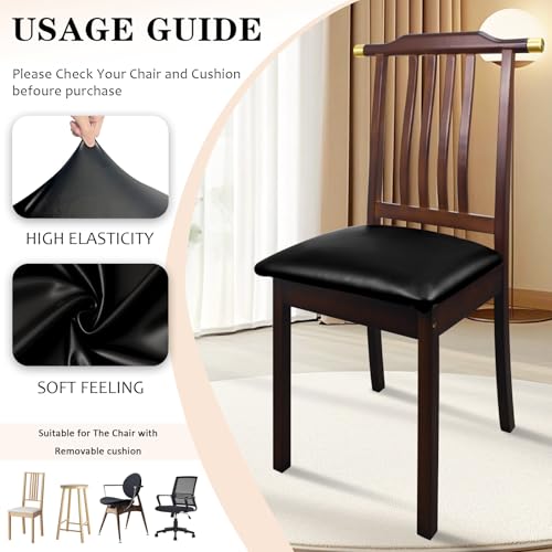 Waterproof PU Leather Dining Chair Seat Covers Set of 4 - Black