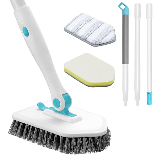 3-in-1 Shower Scrubber Brush with Adjustable Long Handle for Tub & Tile