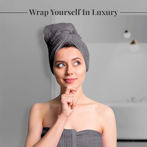 Tens Towels 8-Piece Cotton Towel Set - Dark Grey XL Bath, Hand, Washcloths