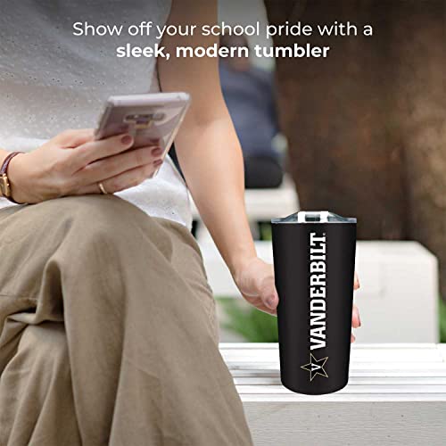 Campus Colors NCAA Stainless Steel Tumbler perfect for Gameday - 18 oz - Double Walled - Keeps Drinks Perfectly Insulated (Vanderbilt Commodores - Black)