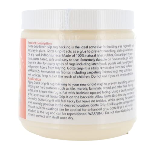 Non-Slip Rug Backing Adhesive - Natural Rubber Latex for Area Rugs, 16 Oz
