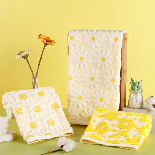 Floral Daisy Cotton Hand Towels - 2 Pack Decorative Farmhouse Bathroom Towels