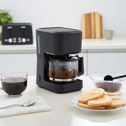 5-Cup Drip Coffee Maker with Glass Carafe & Auto Shut-Off, Matte Black