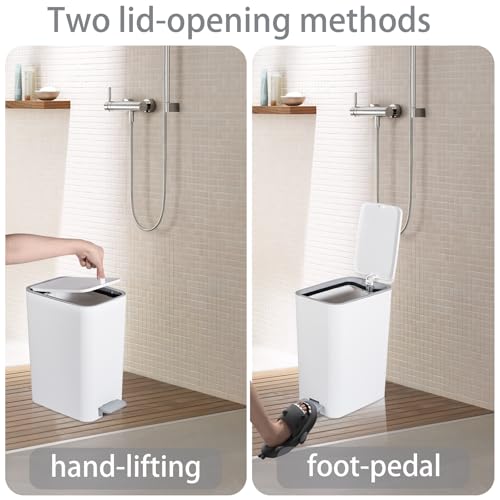 Slim Step Trash Can with Lid - 2.1 Gallon Small Bathroom Wastebasket