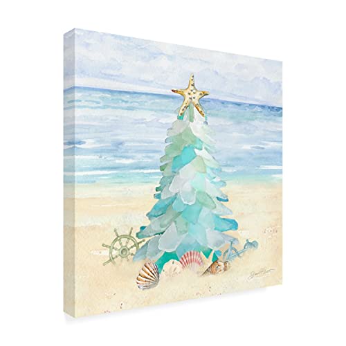 35" Coastal Seaglass Christmas Tree Canvas Wall Art by Jean Plout - Made in USA