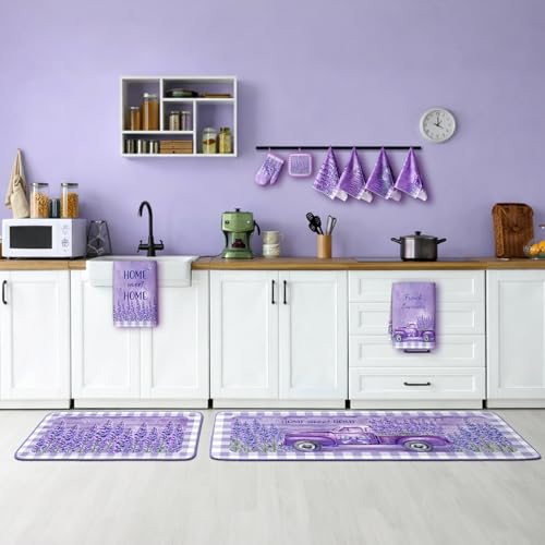 10-Piece Lavender Kitchen Set: Absorbent Towels, Oven Mitts, Rugs & Holders