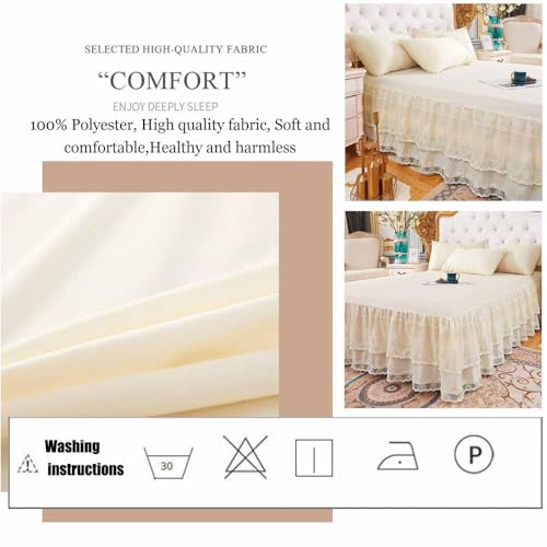 Double Lace Wrap Around Bed Skirt - 17 Inch Drop Easy Fit Ruffle Bedskirt