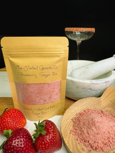 Strawberry Cocktail Rimming Sugar - Natural Cane & Real Strawberries, 3.5 oz