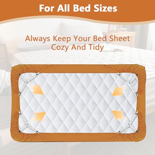 Adjustable Bed Sheet Straps with Metal Clips - 4-Pack Corner Fasteners, White