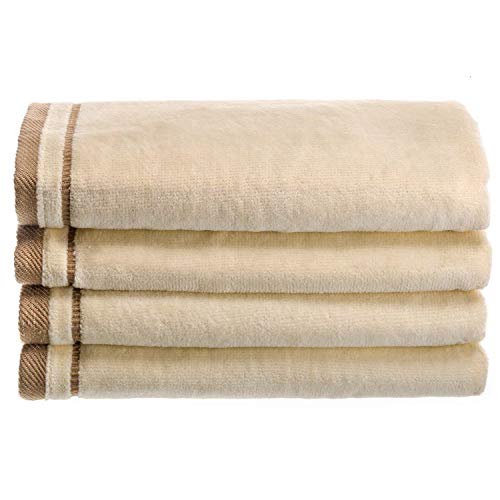 100% Cotton Velour Fingertip Towels - 4-Pack Cream Decorative Hand Towels