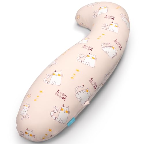 35" Kids Body Pillow with Cute Kitten Cover - Washable & Soft