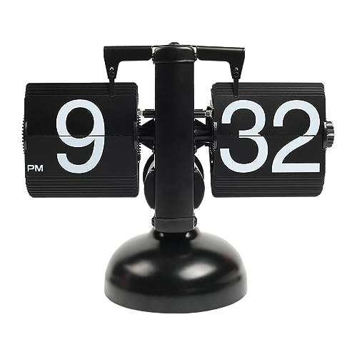 Retro Flip Desk Clock, Battery Powered Vintage Table Clock with AM/PM
