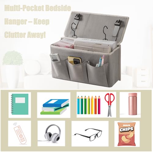 Bedside Caddy Organizer - Hanging Bedside Storage Bag for Dorm & Home