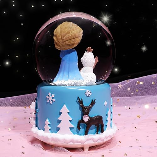 Musical Snow Globe with Automatic Snowfall and Colorful Lights, 80mm