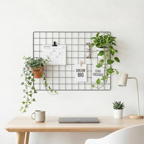 Metal Wire Wall Grid Panel Display, 25.6x17.7 Inch Photo Organizer, Set of 2