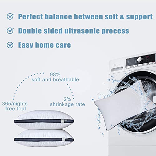 Meoflaw Luxury Hotel Queen Pillows (Set of 2) - Soft Microfiber Bed Pillows