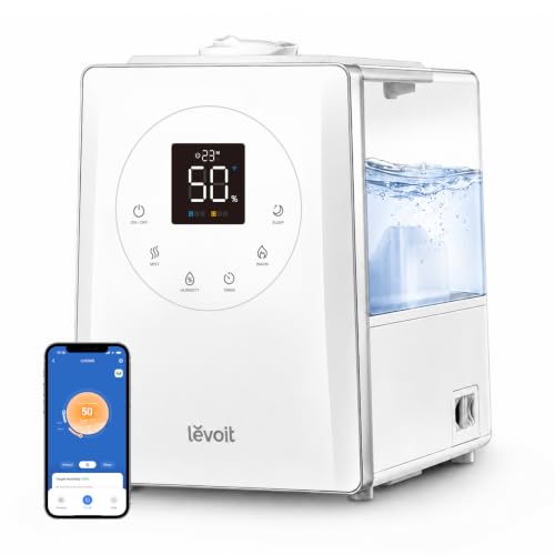 Smart Warm and Cool Mist Humidifier for Large Room 6L Top Fill