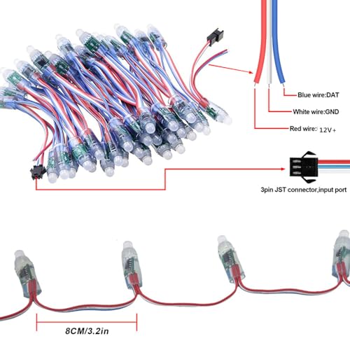 Ruirui 500PCS DC12V WS2811 RGB Pixel String Lights Waterproof 12mm