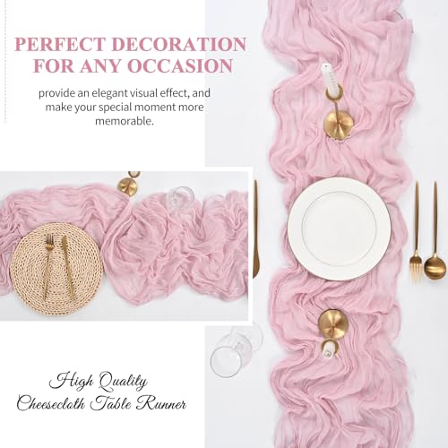 Light Pink 10 Pack Cheesecloth Table Runner 20x120in - Rustic Boho 10ft Party Wedding Décor