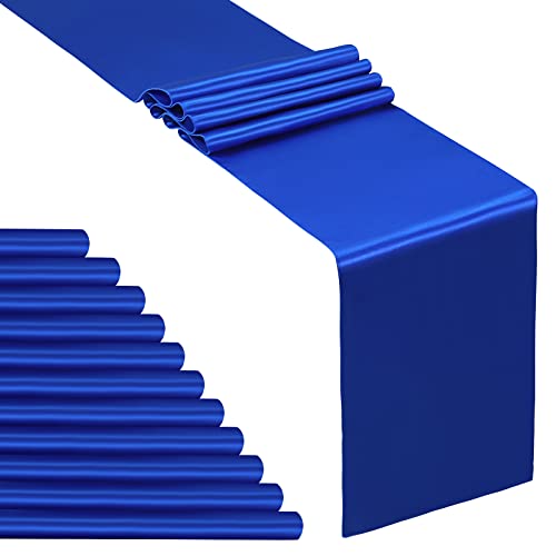 12 Pcs Royal Blue Satin Table Runners 12 x 108 Inches for Weddings & Events