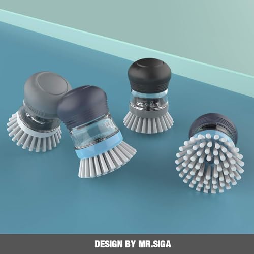 Soap Dispensing Palm Brush 2 Pack - Non-Scratch Kitchen Dish Scrubber