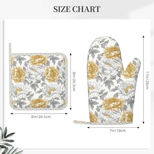Oven Mitts and Pot Holders Vintage Flower Peony Floral Silicone