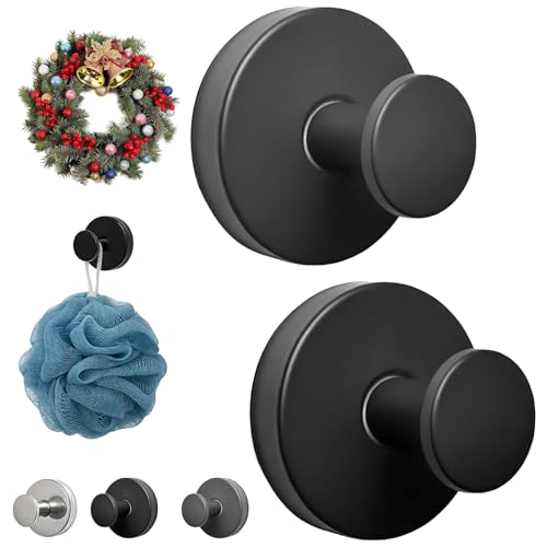 Matte Black Vacuum Suction Cup Wreath Hangers for Glass Door (2-Pack)