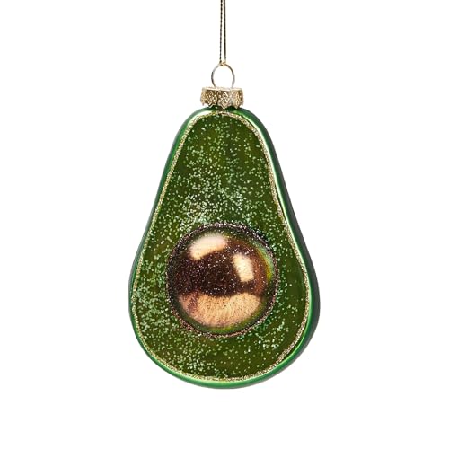 Handcrafted Glass Christmas Ornaments with Vibrant Hand-Painting - Avocado Design, Holiday Decor