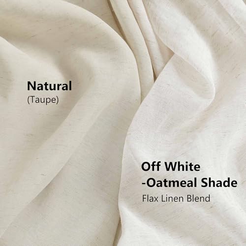 Natural Linen Sheer Curtains 52x84" - 2 Panels for Living Room & Bedroom