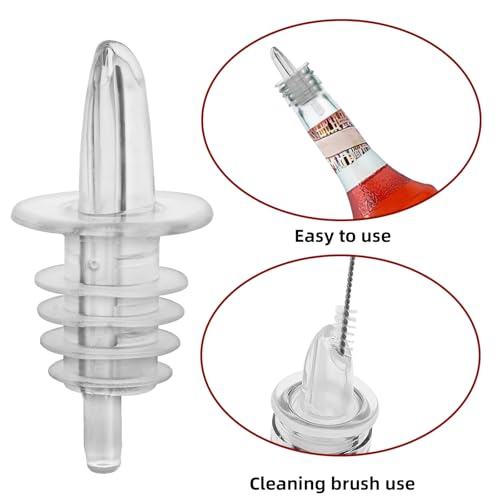 Eispap 4PCS Clear Plastic Liquor, Wine & Oil Pourers - Fast Flow Spouts