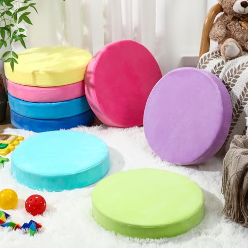 8-Pack 15-Inch Round Floor Cushions for Kids - Soft Plush Classroom Seating