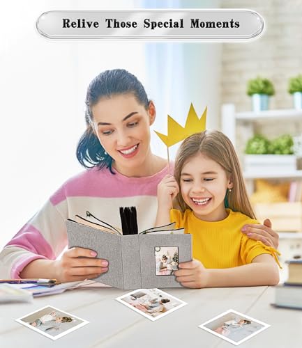 Linen 4x6 Photo Album with Window Cover - Holds 100 Photos, Gray