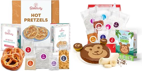 Kids Baking Kit Bundle with Banana Bread and Soft Pretzel Mixes