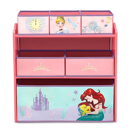Disney Princess 6 Bin Kids Toy Storage Organizer with Stickers