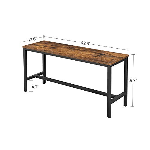 Industrial Dining Bench Set of 2, Rustic Wood and Steel Frame