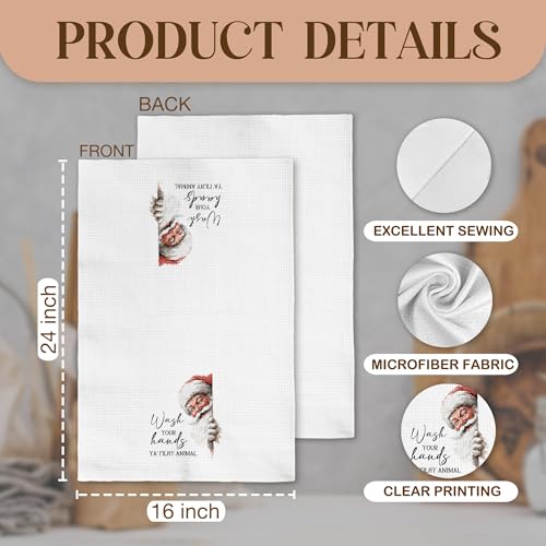 Qskjre Santa Claus Christmas Bathroom Towels - Funny Hand Towel, 16x24 Inch, Holiday Decor, Santa-1