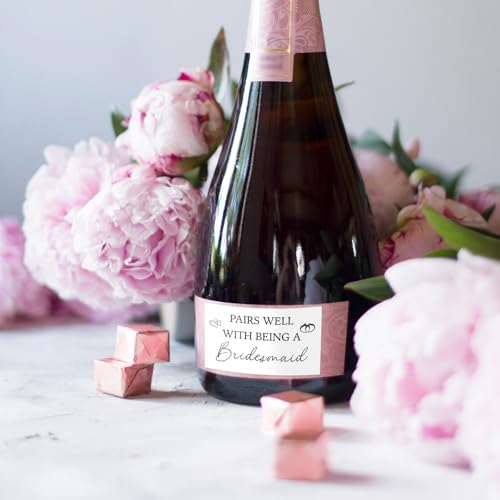 Bridesmaid Proposal Champagne Labels - 10 Waterproof Mini Stickers for Wedding & Bachelorette Party