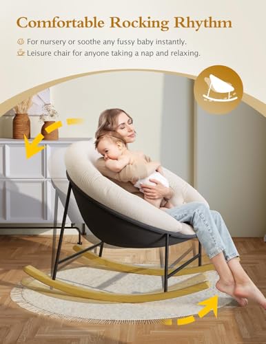 Wide Papasan Nursery Rocking Chair with Removable Cashmere Cushion