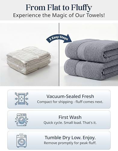 Lane Linen 16-Piece Cotton Towel Set Soft Absorbent Cool Grey Bath Towels