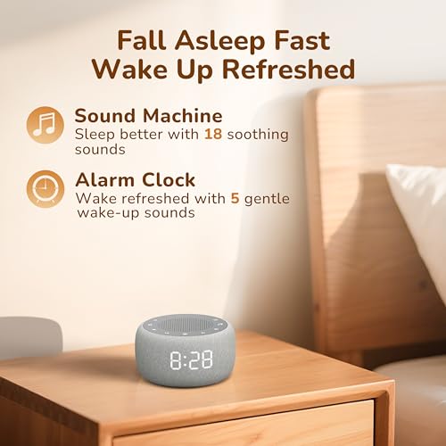 2-in-1 Alarm Clock with White Noise Sound Machine & Ambient Night Light