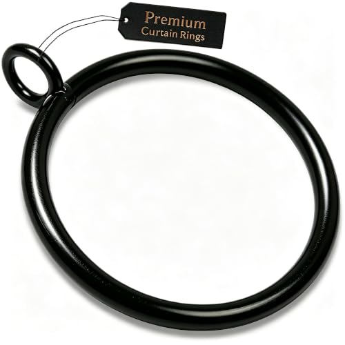 50 Pack Heavy Duty Metal Curtain Rings with Eyelets - 1.5 Inch Black