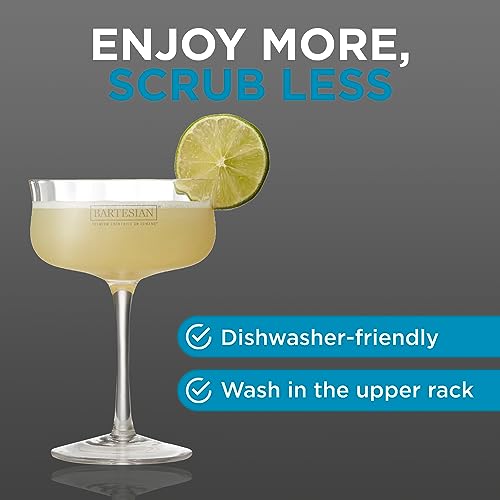 Bartesian Stemless Margarita Cocktail Glass Set - 2 Glasses for Margaritas & Cocktails