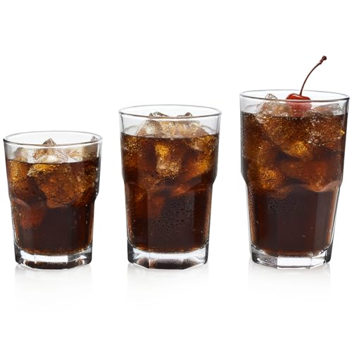 18-Piece Classic Stackable Drinking Glass Set - Cooler, Rocks, and Juice Cups