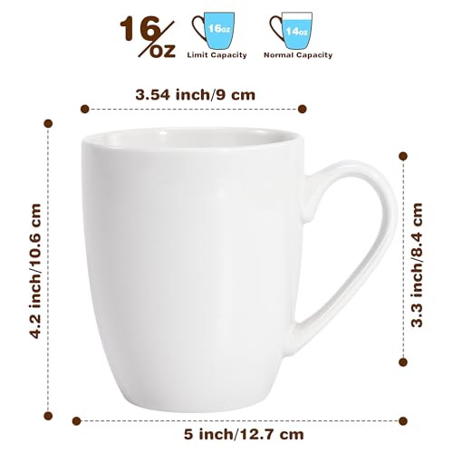 Large Ceramic Coffee Mugs 16oz Set of 4, Dishwasher & Microwave Safe