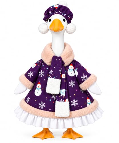 Bigwish Winter Snowmen Porch Goose Outfit for 23" Holiday Decor, Christmas Snowflake Costume